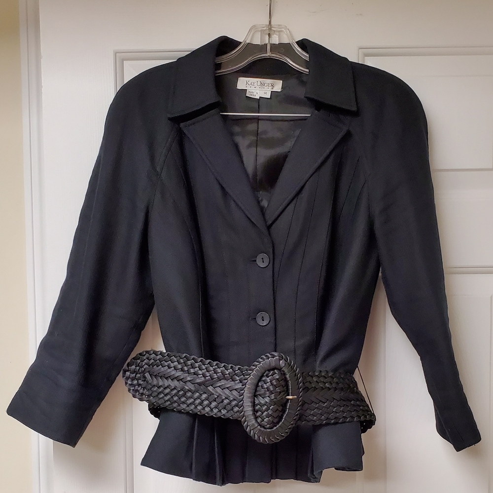 Kay Unger NY Black sz 14 Skirt Suit